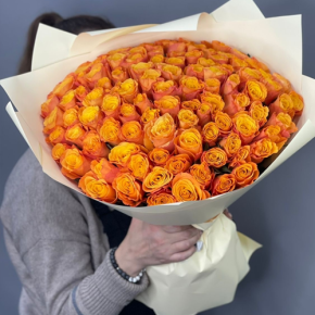 Букет из 101 огненной розы (40 см) в Шатуре