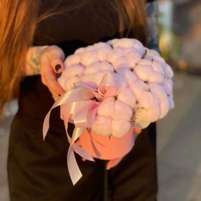 Композиция в шляпной коробке мини из хлопка в Шатуре