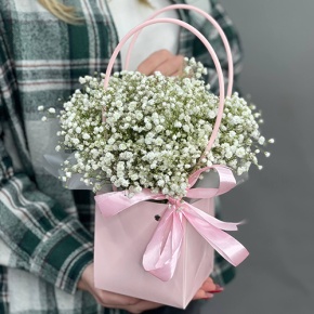 Композиция в сумочке из гипсофил в Шатуре