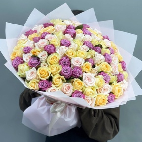 Букет "Желаю тебе" из 101 розы микс (50 см) в Шатуре