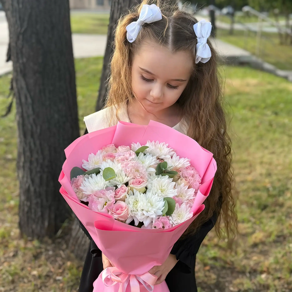 Букет из хризантем, эустом и роз в Шатуре