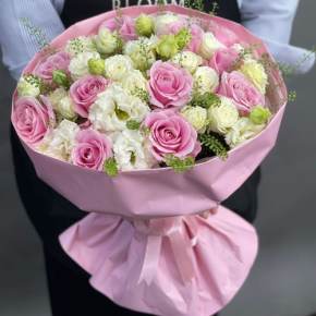 Букет "Нежное признание" из роз и эустом в Шатуре