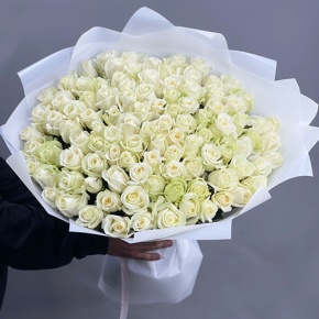 Букет "Лебединая верность" из 101 белой розы (60 см) в Шатуре
