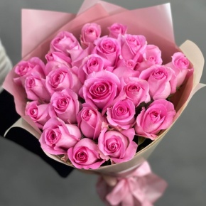 Букет из 25 розовых роз кения (40 см) в Шатуре