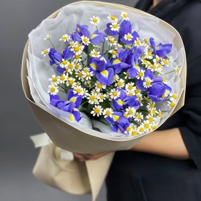 Букет из ирисов и ромашек в Шатуре