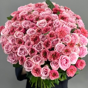 Нежный букет из 101 розы Риджентс парк и Аваланж микс  (70 см) в Шатуре