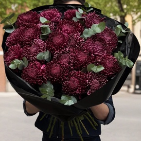 Букет из 21 винной хризантемы Бигоуди в Шатуре
