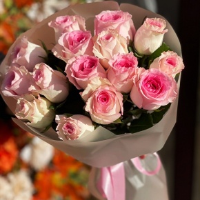 Букет из 15 розовых роз Кения (40 см) в Шатуре