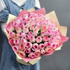 Букет из 75 розовых роз кения (40 см) в Шатуре