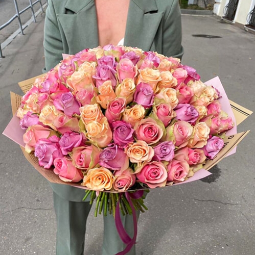 Букет "Йогуртовый микс" из 101 розы (40 см) в Шатуре